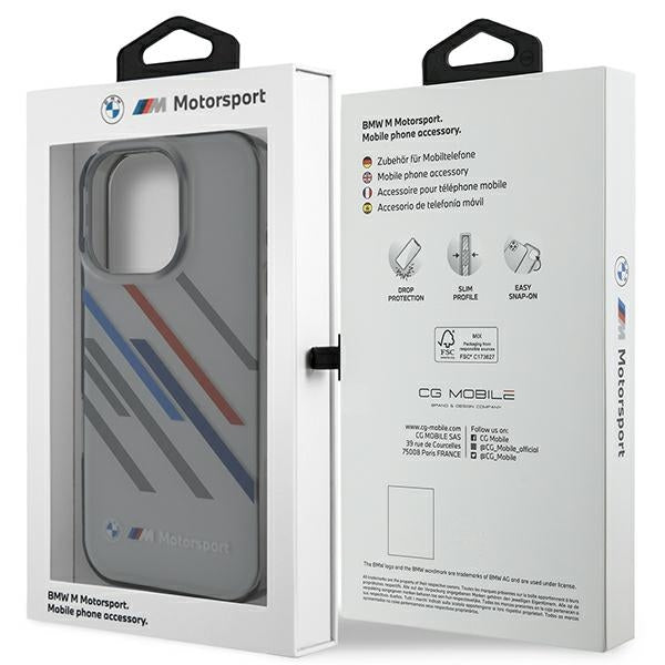 BMW Motorsport dėklas iPhone 16 Pro – pilkas