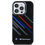 BMW Motorsport IML Random Stripes dėklas iPhone 16 Pro – juodas