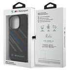 BMW Motorsport IML Random Stripes dėklas iPhone 16 Pro – juodas