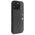 BMW M Perforated Tricolor Detail Line dėklas iPhone 16 Pro – antracitas