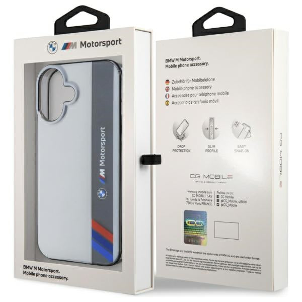 BMW Motorsport dėklas iPhone 16 – pilkas -- iPhone 16