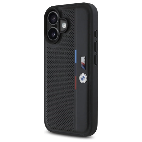 BMW M perforuotas dėklas iPhone 16 – juodas