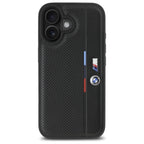 BMW M perforuotas dėklas iPhone 16 – juodas