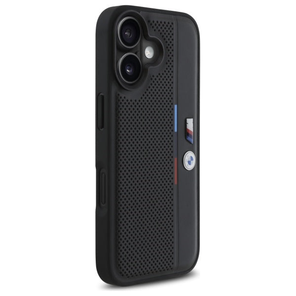 BMW M perforuotas dėklas iPhone 16 – juodas
