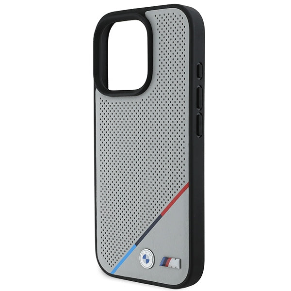 BMW M perforuotas MagSafe dėklas iPhone 16 Pro – pilkas