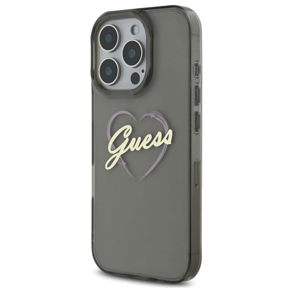 Guess IML Heart dėklas iPhone 16 Pro – juodas -- iPhone 16 Pro