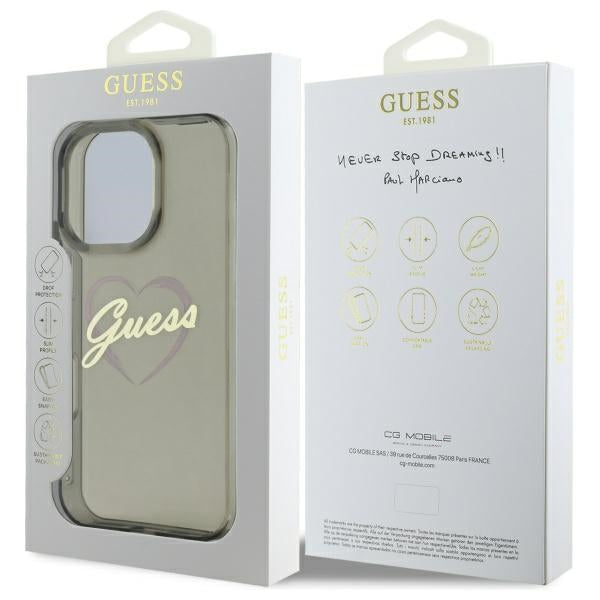 Guess IML Heart dėklas iPhone 16 Pro – juodas -- iPhone 16 Pro