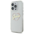 Guess IML Heart dėklas iPhone 16 Pro – skaidrus