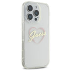 Guess IML Heart dėklas iPhone 16 Pro – skaidrus
