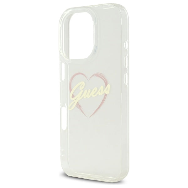 Guess IML Heart dėklas iPhone 16 Pro – skaidrus