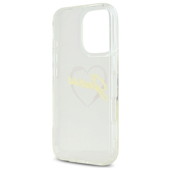 Guess IML Heart dėklas iPhone 16 Pro – skaidrus