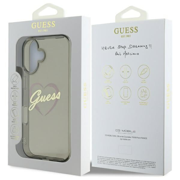 Guess IML Heart dėklas iPhone 16 Plus – juodas -- iPhone 16 Plus