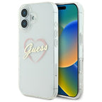 Guess IML Heart dėklas iPhone 16 Plus – skaidrus