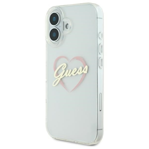 Guess IML Heart dėklas iPhone 16 Plus – skaidrus