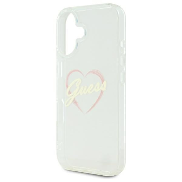 Guess IML Heart dėklas iPhone 16 Plus – skaidrus