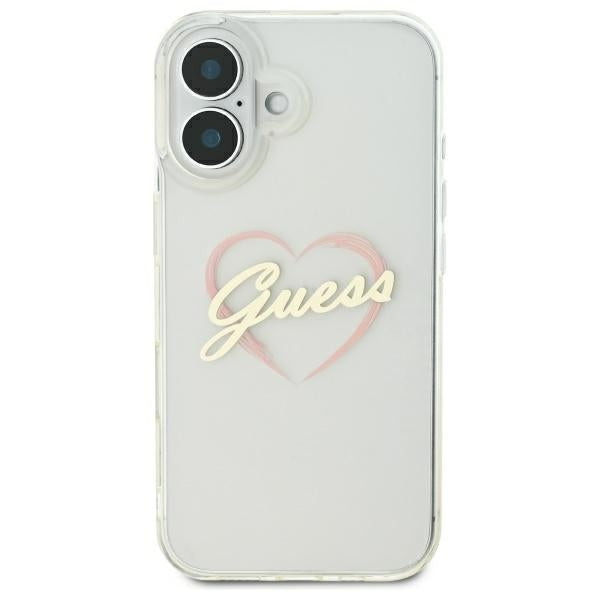 Guess IML Heart dėklas iPhone 16 – skaidrus