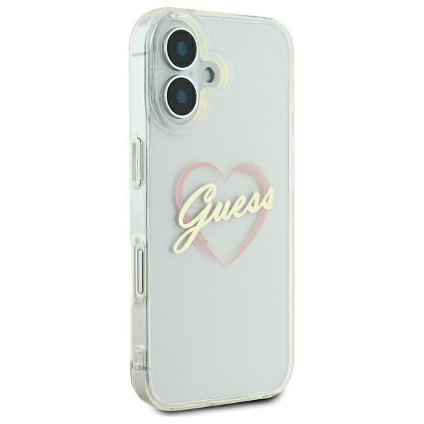 Guess IML Heart dėklas iPhone 16 – skaidrus