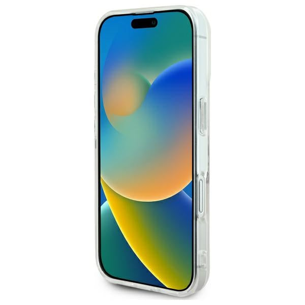 Guess IML Heart dėklas iPhone 16 – skaidrus