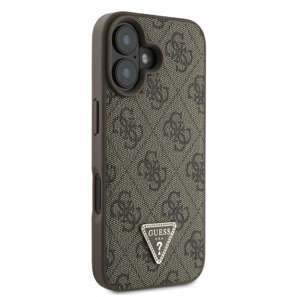 Guess odinis dėklas su dirželiu iPhone 16 – rudas
