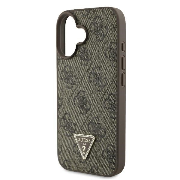 Guess odinis dėklas su dirželiu iPhone 16 – rudas