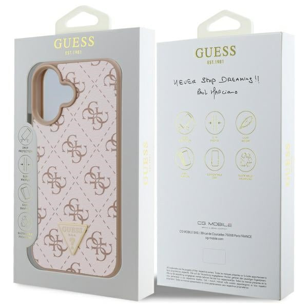 Guess New 4G Triangle dėklas iPhone 16 – baltas