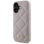Guess Quilted Metal Logo dėklas iPhone 16 – rožinis -- iPhone 16
