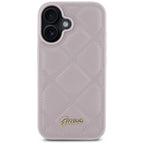 Guess Quilted Metal Logo dėklas iPhone 16 – rožinis -- iPhone 16