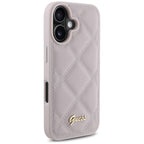 Guess Quilted Metal Logo dėklas iPhone 16 – rožinis -- iPhone 16