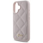 Guess Quilted Metal Logo dėklas iPhone 16 – rožinis -- iPhone 16