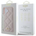 Guess Quilted Metal Logo dėklas iPhone 16 – rožinis -- iPhone 16