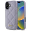 Guess Quilted Metal Logo dėklas iPhone 16 – šviesiai violetinis