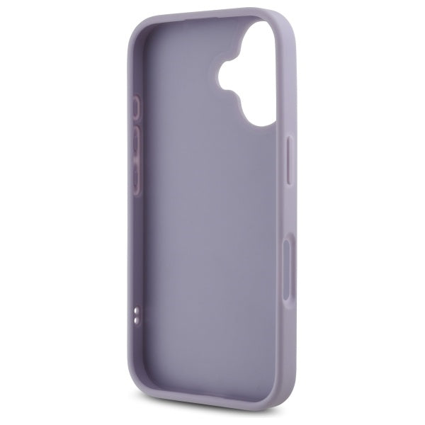 Guess Quilted Metal Logo dėklas iPhone 16 – šviesiai violetinis