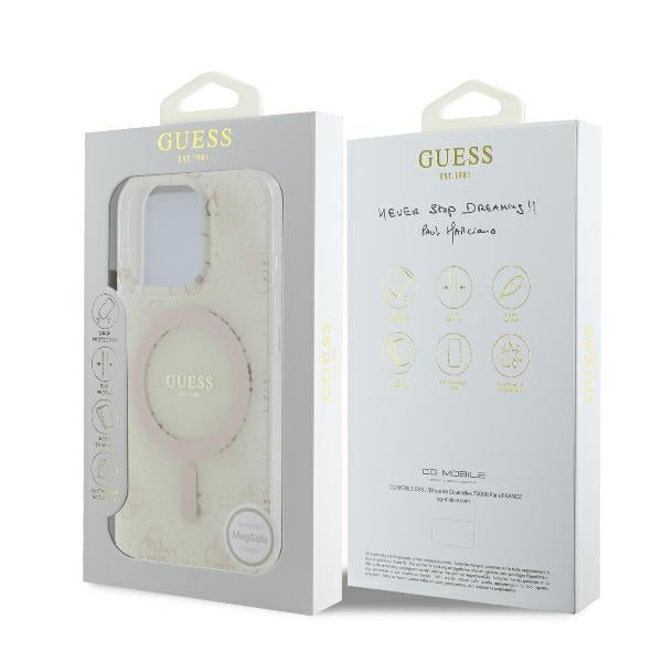 Guess MagSafe dėklas iPhone 16 Pro – baltas