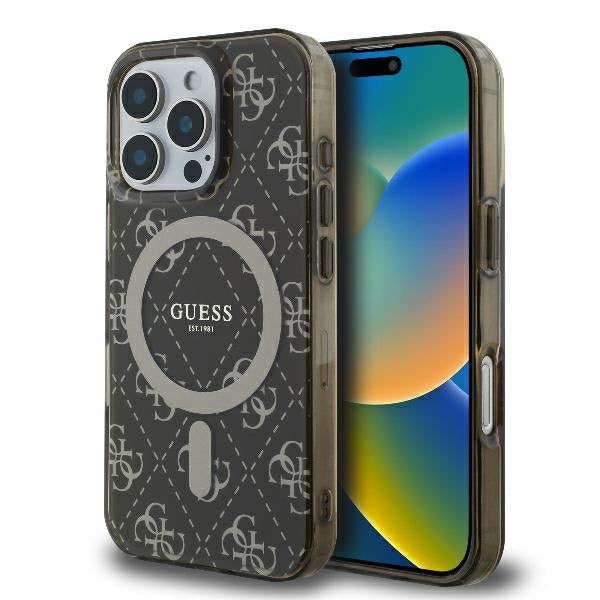 Guess MagSafe dėklas iPhone 16 Pro – rudas