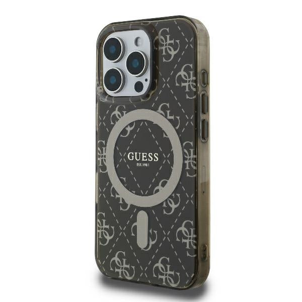 Guess MagSafe dėklas iPhone 16 Pro – rudas