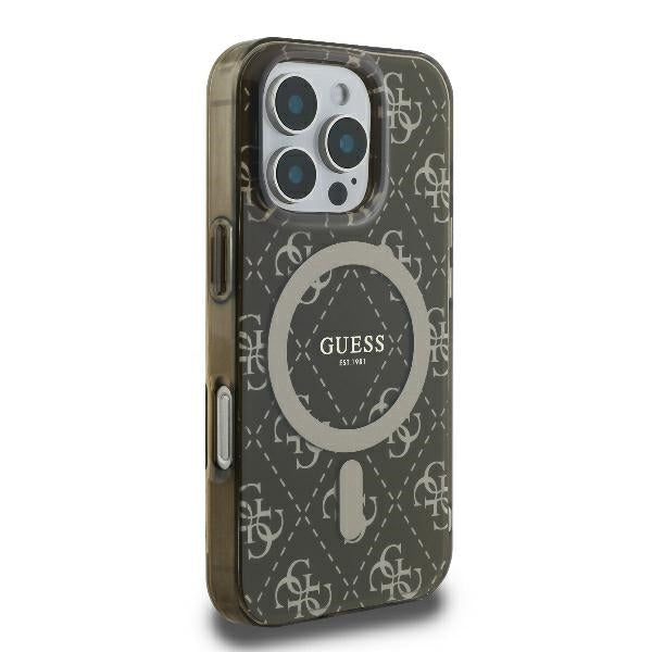 Guess MagSafe dėklas iPhone 16 Pro – rudas