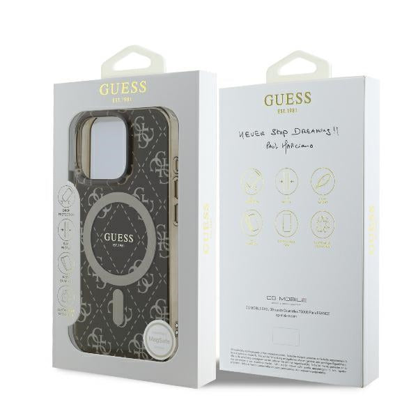 Guess MagSafe dėklas iPhone 16 Pro – rudas
