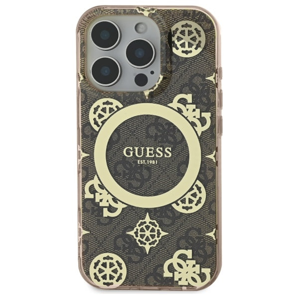 Guess IML Peony 4G MagSafe dėklas iPhone 16 Pro – rudas