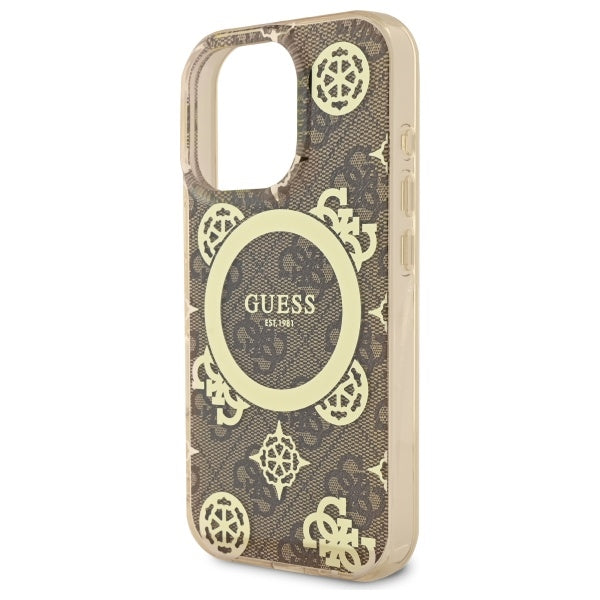 Guess IML Peony 4G MagSafe dėklas iPhone 16 Pro – rudas