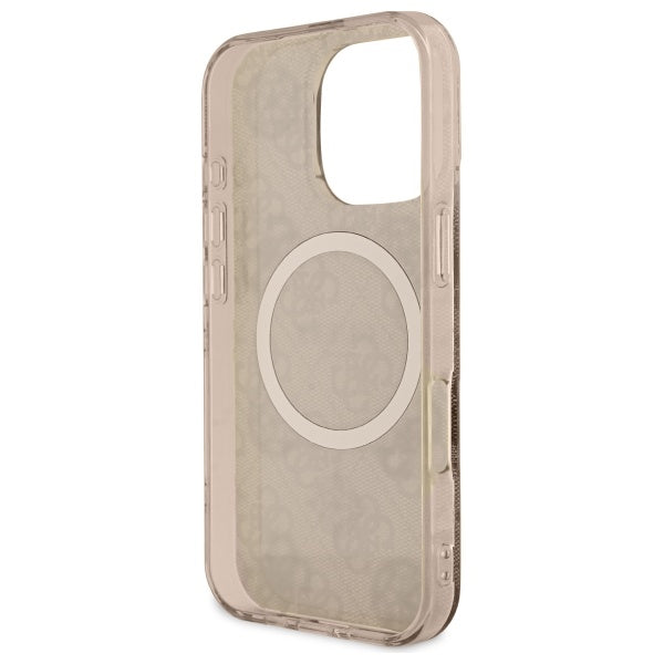 Guess IML Peony 4G MagSafe dėklas iPhone 16 Pro – rudas