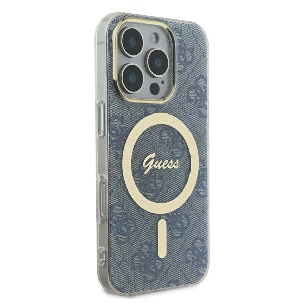 Guess MagSafe dėklas iPhone 16 Pro – mėlynas
