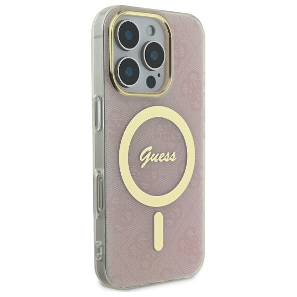 Guess MagSafe dėklas iPhone 16 Pro – rožinis