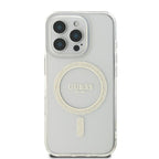Guess GUHMP16LHFGERET iPhone 16 Pro 6.3" skaidrus kietas dėklas IML Blizgučių ratas MagSafe