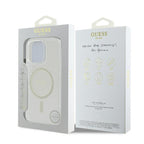 Guess GUHMP16LHFGERET iPhone 16 Pro 6.3" skaidrus kietas dėklas IML Blizgučių ratas MagSafe