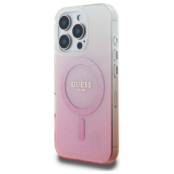 Guess MagSafe dėklas iPhone 16 Pro – rožinis