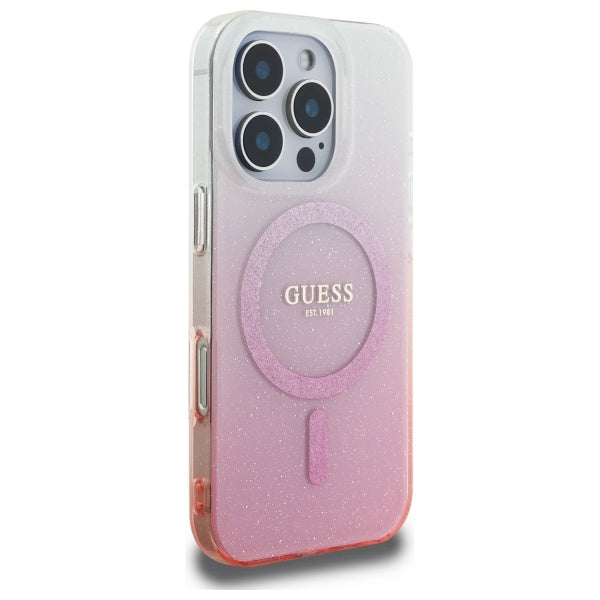 Guess MagSafe dėklas iPhone 16 Pro – rožinis