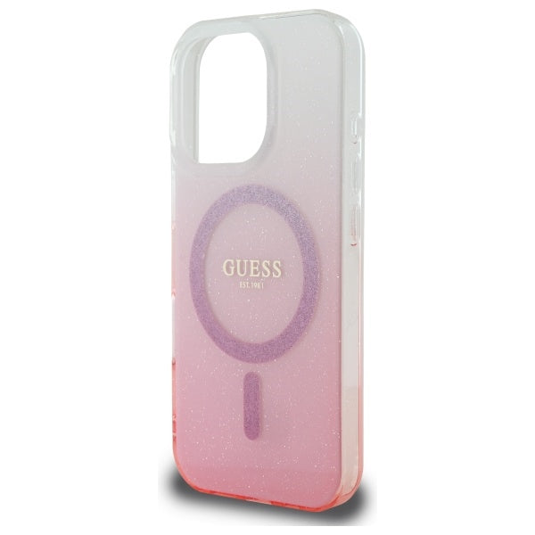Guess MagSafe dėklas iPhone 16 Pro – rožinis