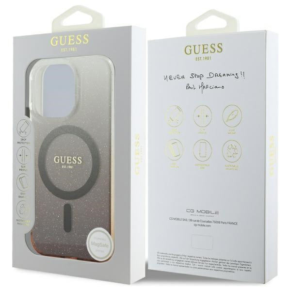 Guess MagSafe dėklas iPhone 16 Pro – rudas