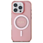 Guess MagSafe dėklas iPhone 16 Pro – rožinis