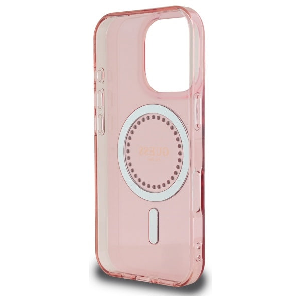 Guess MagSafe dėklas iPhone 16 Pro – rožinis